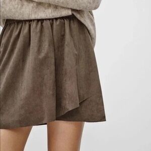 Wilfred Free Suede Charcoal Grey Tulip Mini Skirt